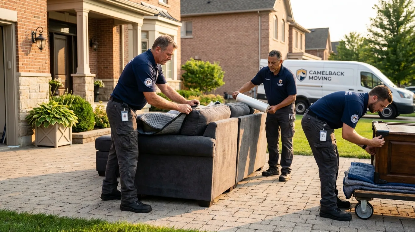 Large estate moving crew wrapping furniture in Augusta, WI